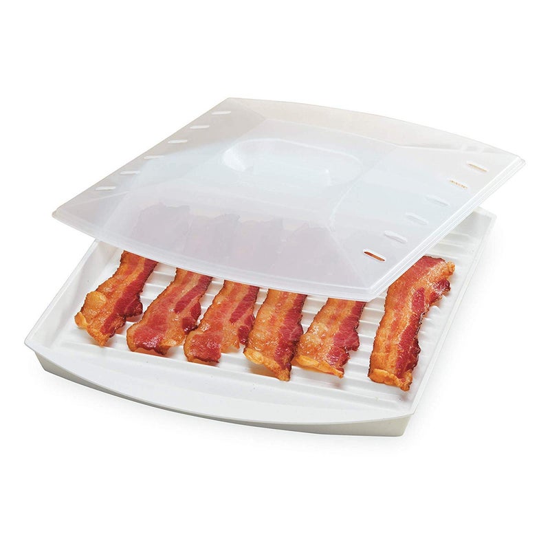 PrepSolutions Microwavable Bacon Grill, White â€“ Nonstick, Easy-Clean Design, 1 Piece